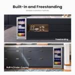 Yeego 15 Inch Beverage Refrigerator – 100 Can Mini Fridge with Glass Door, 34-54 ℉ Built-In Freestanding or Under Counter Beverage Cooler for Drink Soda Wine - For Home Bar Office