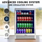 Albott Beverage Refrigerator-24 In fridge with Glass Door, Adjustable Shelves and LED Touch Panel, Under Counter Design for Wine Beer, Built-In or Freestanding Use, 34-64℉