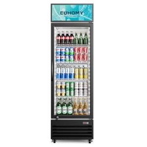 EUHOMY Commercial Display Refrigerator, 9 Cu.Ft Glass Door Merchandiser Drink Fridge with Soft LED Light Adjustable Shelves, Commercial Beverage Refrigerator for Bar, Restaurant, Cafe(Black)