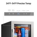 Ca'Lefort 15 Inch Beverage Refrigerator - 100 Can Small Beverage Fridge, Drink Fridge Glass Door 3 LED 34°F -54°F Beverage Cooler Built-in or Freestanding, Perfect for Home/Kitchen(3.0 cu.ft)