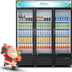 BODEGACOOLER Commercial Merchandiser Refrigerator,3 Glass Door Commercial Beverage Refrigerator, Beverage Display Cooler with Soft LED Light, Adjustable Shelves and 8 Strong Castors, 53 Cu. Ft,Black