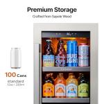Ca'Lefort 15 Inch Beverage Refrigerator - 100 Can Small Beverage Fridge, Drink Fridge Glass Door 3 LED 34°F -54°F Beverage Cooler Built-in or Freestanding, Perfect for Home/Kitchen(3.0 cu.ft)