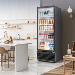 Tylza Commercial Refrigerator with Glass Door Display Beverage Fridge, 350L Upright Beverage Cooler Merchandiser with Rebound Door, Fast Cooling, Low Noise, Black