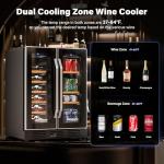 ROVSUN 34 Bottle Wine Fridge - Dual Zone Beverage Refrigerator w/Independent Temp Control & LED Panel, Built-in/Freestanding/Under Counter Chiller for Red/White Wine, Champagne, Beer