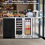 BODEGA 24 Inch Wine and Beverage Refrigerator, Dual Zone Wine and Bar Beverage Cooler, Commercial Black Bar Cooler With 2 Glass Doors, Bar Fridge Hold 19 Bottles and 57 Cans,Built-In or Freestanding.