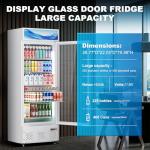 ECEVT 15 Cu.ft. Commercial Beverage Fridge Merchandiser Refrigerator Glass Door Upright Display Cooler with LED Light and Adjustable Shelves for Restaurant Grocery Stores Home, White