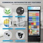 ECEVT 15 Cu.ft. Commercial Refrigerators Glass Door Beverage Refrigerators Commercial Fridge Upright Display Cooler with Soft LED Light and Adjustable Shelves for Restaurant Grocery Stores Home