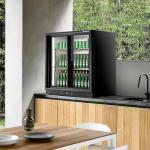 Frostronics 36 Inch 228 Cans Double Door Back Bar Beverage Cooler, 6.5 cu. ft. Under Counter Glass Bar Fridge With Sliding Door, Lockable, 32-50F Display Refrigerator, ETL & NSF7 Certified