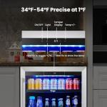 Yeego Beverage Refrigerator & Drink Fridge - 24 inch 180 Cans Beer Cooler Glass Door, 34-54℉ Under Counter Refrigerator Built-in for Drink Soda Wine for Bar Office Bedroom