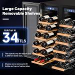 ROVSUN 34 Bottle Wine Fridge - Dual Zone Beverage Refrigerator w/Independent Temp Control & LED Panel, Built-in/Freestanding/Under Counter Chiller for Red/White Wine, Champagne, Beer