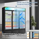 BODEGACOOLER Commercial Merchandiser Refrigerator,3 Glass Door Commercial Beverage Refrigerator, Beverage Display Cooler with Soft LED Light, Adjustable Shelves and 8 Strong Castors, 53 Cu. Ft,Black