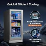 Ca'Lefort 15 Inch Beverage Refrigerator - 100 Can Small Beverage Fridge, Drink Fridge Glass Door 3 LED 34°F -54°F Beverage Cooler Built-in or Freestanding, Perfect for Home/Kitchen(3.0 cu.ft)