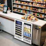 BODEGACOOLER Back Bar Cooler With 2 Glass Doors,30 Inch Under Counter Beverage Refrigerator,Large Capacity Commercial Wine and Beverage Refrigerator,LED Lighting Display Beer Wine Soda Drinks.