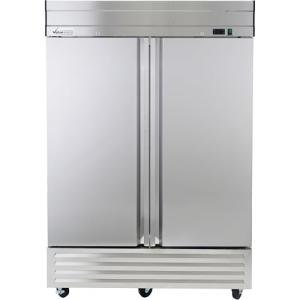 Value Series Commercial Two Door Reach-In Refrigerator, Stainless Steel 54" Wide Mobile Refrigerator for Restaurants, 49 Cubic Ft. 115V, NEMA 5-15P (69K-936)
