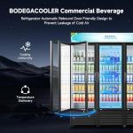 BODEGACOOLER Commercial Merchandiser Refrigerator,3 Glass Door Commercial Beverage Refrigerator, Beverage Display Cooler with Soft LED Light, Adjustable Shelves and 8 Strong Castors, 53 Cu. Ft,Black
