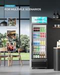 EUHOMY Commercial Display Refrigerator, 9 Cu.Ft Glass Door Merchandiser Drink Fridge with Soft LED Light Adjustable Shelves, Commercial Beverage Refrigerator for Bar, Restaurant, Cafe(Black)