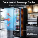 BODEGACOOLER Commercial Beverage Refrigerator, 290L Display Fridge with Soft LED Light, 264 Cans & 120 Bottles Commercial Merchandiser Refrigerator For Kitchen, Home,Office,Garage,Gym,Shop,Man cave