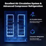 ROVSUN 34 Bottle Wine Fridge - Dual Zone Beverage Refrigerator w/Independent Temp Control & LED Panel, Built-in/Freestanding/Under Counter Chiller for Red/White Wine, Champagne, Beer