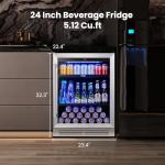Yeego Beverage Refrigerator & Drink Fridge - 24 inch 180 Cans Beer Cooler Glass Door, 34-54℉ Under Counter Refrigerator Built-in for Drink Soda Wine for Bar Office Bedroom
