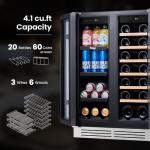 Yeego Wine and Beverage Refrigerator 24", Dual Zone Beverage Cooler Wine Fridge with Upgrade Quiet Cooling, Anti-UV Glass Door, 20 Bottles & 60 Cans Large Capacity, Built-in/Freestanding/Undercounter