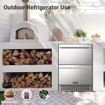 BODEGA 24 Inch Beverage Fridge under Counter, 2 Drawer Outdoor Coolers for Patio and Deck Weatherproof, Stainless Steel Beverage Refrigerator for Beer, Soda, Holds 180 Cans