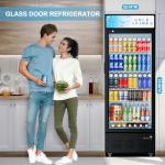 ECEVT 15 Cu.ft. Commercial Refrigerators Glass Door Beverage Refrigerators Commercial Fridge Upright Display Cooler with Soft LED Light and Adjustable Shelves for Restaurant Grocery Stores Home