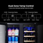 Yeego Wine and Beverage Refrigerator 24", Dual Zone Beverage Cooler Wine Fridge with Upgrade Quiet Cooling, Anti-UV Glass Door, 20 Bottles & 60 Cans Large Capacity, Built-in/Freestanding/Undercounter