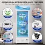 ECEVT 15 Cu.ft. Commercial Beverage Fridge Merchandiser Refrigerator Glass Door Upright Display Cooler with LED Light and Adjustable Shelves for Restaurant Grocery Stores Home, White