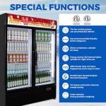 Bluelinecool 36 cu.ft Commercial Refrigerators with 2 Glass Door, Beverage Fridge with LED Light Display Upright Merchandiser, Drink Cooler with 8 Adjustable Shelves Black ETL Approved