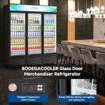 BODEGACOOLER Commercial Merchandiser Refrigerator,3 Glass Door Commercial Beverage Refrigerator, Beverage Display Cooler with Soft LED Light, Adjustable Shelves and 8 Strong Castors, 53 Cu. Ft,Black