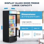 ECEVT 15 Cu.ft. Commercial Refrigerators Glass Door Beverage Refrigerators Commercial Fridge Upright Display Cooler with Soft LED Light and Adjustable Shelves for Restaurant Grocery Stores Home