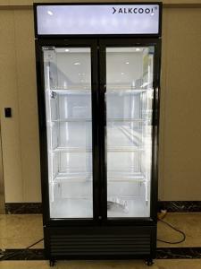 NAFCOOL Commercial Beverage Refrigerator Display Fridge, Two Glass Door Upright Drink Cooler with LED Light Adjustable Shelves,ETL Sanitation,18.5 Cu Ft,35.6" Wide(Hinge Door