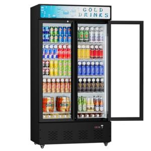 FreezLabs Commercial Glass Door Display Refrigerator 30 cu.ft Cooler Commercial Beverage Refrigerators with LED Light and 10 Shelves for Cafe, Restaurant, Store, Bar