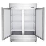Value Series Commercial Two Door Reach-In Refrigerator, Stainless Steel 54" Wide Mobile Refrigerator for Restaurants, 49 Cubic Ft. 115V, NEMA 5-15P (69K-936)