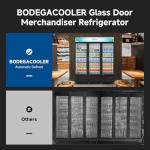 BODEGACOOLER Commercial Merchandiser Refrigerator,3 Glass Door Commercial Beverage Refrigerator, Beverage Display Cooler with Soft LED Light, Adjustable Shelves and 8 Strong Castors, 53 Cu. Ft,Black