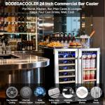 BODEGA 24 Inch Wine and Beverage Refrigerator, Dual Zone Wine and Bar Beverage Cooler, Commercial Black Bar Cooler With 2 Glass Doors, Bar Fridge Hold 19 Bottles and 57 Cans,Built-In or Freestanding.