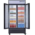NAFCOOL Commercial Beverage Refrigerator Display Fridge, Two Glass Door Upright Drink Cooler with LED Light Adjustable Shelves,ETL Sanitation,18.5 Cu Ft,35.6" Wide(Hinge Door
