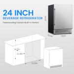 24 Inch Beverage Refrigerator, Stainless Steel Beverage Fridge, Under Counter Beer Mini Fridge, Indoor/Outdoor Refrigerator Cooler for 190 Cans, Beverage Cooler for Patio/Kitchen/Party
