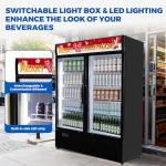 Bluelinecool 36 cu.ft Commercial Refrigerators with 2 Glass Door, Beverage Fridge with LED Light Display Upright Merchandiser, Drink Cooler with 8 Adjustable Shelves Black ETL Approved