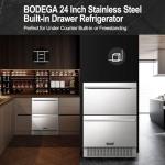 BODEGA 24 Inch Beverage Fridge under Counter, 2 Drawer Outdoor Coolers for Patio and Deck Weatherproof, Stainless Steel Beverage Refrigerator for Beer, Soda, Holds 180 Cans