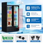 FreezLabs Commercial Glass Door Display Refrigerator 30 cu.ft Cooler Commercial Beverage Refrigerators with LED Light and 10 Shelves for Cafe, Restaurant, Store, Bar