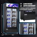 NAFCOOL Commercial Beverage Refrigerator Display Fridge, Two Glass Door Upright Drink Cooler with LED Light Adjustable Shelves,ETL Sanitation,18.5 Cu Ft,35.6" Wide(Hinge Door