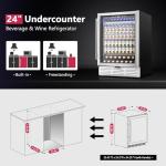 Icyglee 24 Inch Beverage Refrigerator, Beverage Cooler 180 Can Built-in Design, Under Counter Beer Fridge with Glass Door for Soda, Wine, Water - For Kitchen, Office or Bar