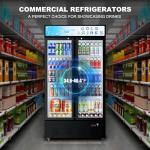 FreezLabs Commercial Glass Door Display Refrigerator 30 cu.ft Cooler Commercial Beverage Refrigerators with LED Light and 10 Shelves for Cafe, Restaurant, Store, Bar