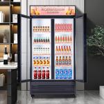 NAFCOOL Commercial Beverage Refrigerator Display Fridge, Two Glass Door Upright Drink Cooler with LED Light Adjustable Shelves,ETL Sanitation,18.5 Cu Ft,35.6" Wide(Hinge Door