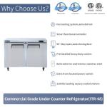ICECASA 48" W Commercial Refrigerator Worktop Undercounter Refrigerator 2 Door Stainless Steel Counter Fan Cooling Refrigerator 13 Cu.ft for Restaurant, Bar, Shop, etc