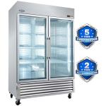 ORIKOOL 54" W Commercial Glass-Door Reach-In Refrigerator - Tempered Glass Double Door Fridge, 46 Cu.ft Capacity, 6 Adjustable Shelves, Auto Defrost, Digital thermostat control, LED Lighting