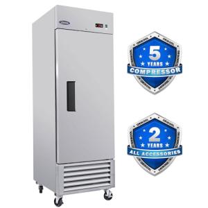 ORIKOOL 27" W Commercial Reach-In Upright Refrigerator - Single Door Stainless Steel Fridge, 23 Cu.ft Capacity, 3 Adjustable Shelves, Auto Defrost, Digital thermostat control, LED Lighting