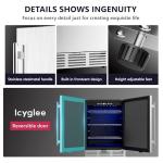 Icyglee 24 Inch Beverage Refrigerator, 180 Cans Undercounter Beverage Fridge with Stainless Steel for Home and Patio Use, Outdoor Refrigerator for Soda, Beer, Wine
