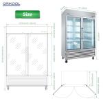 ORIKOOL 54" W Commercial Glass-Door Reach-In Refrigerator - Tempered Glass Double Door Fridge, 46 Cu.ft Capacity, 6 Adjustable Shelves, Auto Defrost, Digital thermostat control, LED Lighting